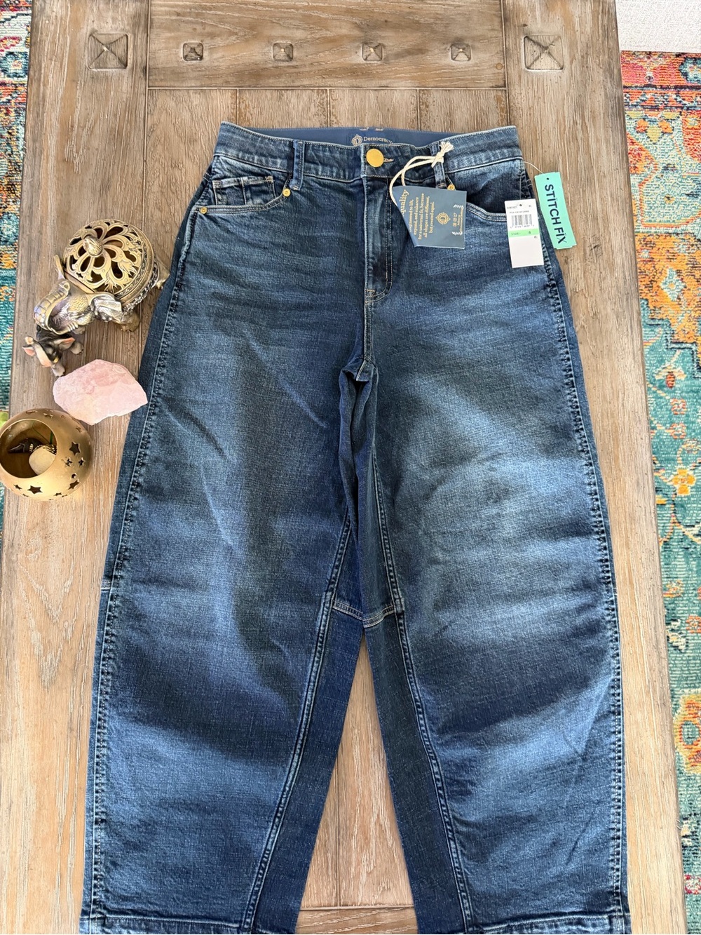 Democracy Skyrise Barrel Dark Blue Denim Jeans - Picture 3 of 12